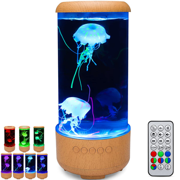 Jellyfish Lamp with Bluetooth & White Noise Sound, 33 LED 7-Color Changing Light & 5 Levels Brightness Aquarium Mood Lamps for Decorating, Relaxing for Kids and Adults (Black)