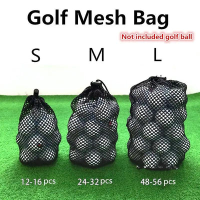 Sports Mesh Net Bag Black Nylon golf bags Golf Tennis 16/32/56 Ball Carrying Drawstring Pouch Storage bag - PRODOTTI TESTATI
